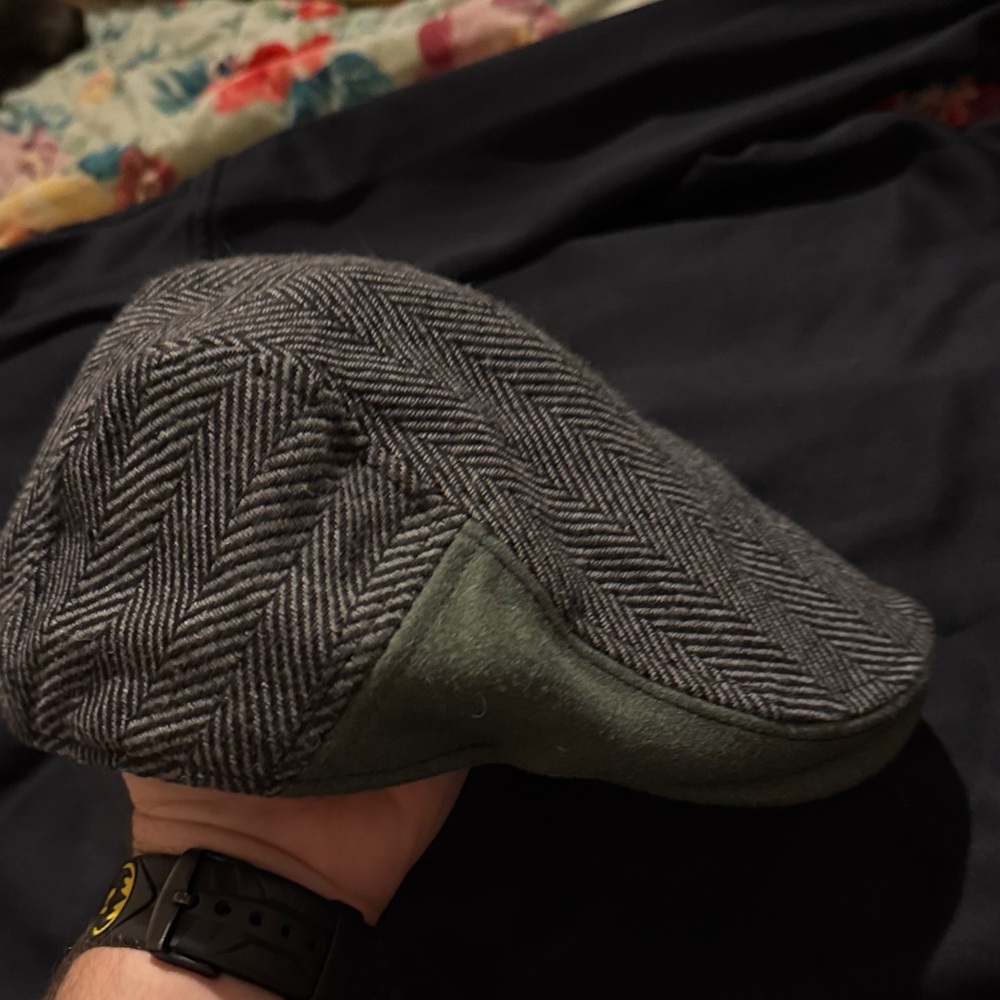 Classic Gray and Green Herringbone Cap